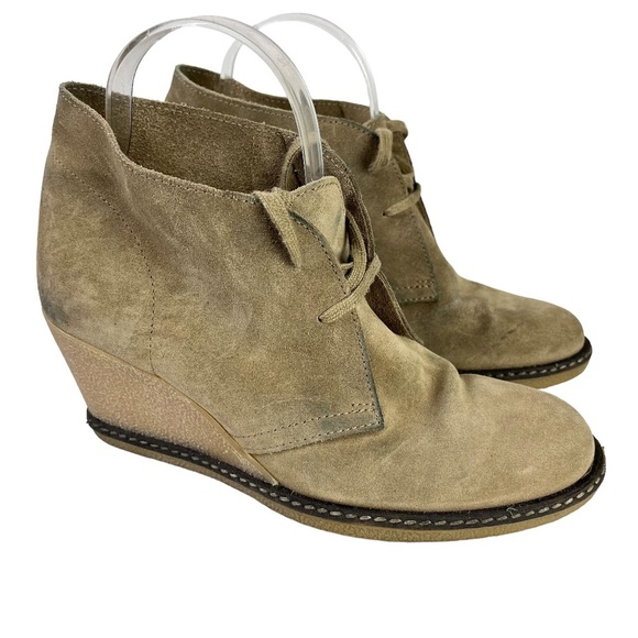 J CREW MACALISTER Wedge Boots Ankle Booties Genuine Leather Suede Shoes sz 8 - Picture 1 of 16